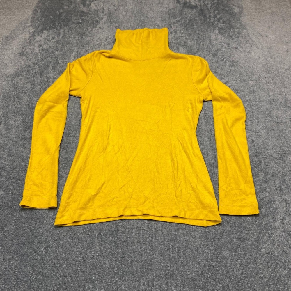 Uniqlo Shirt Womens Small Yellow Acrylic Turtleneck Everyday Wear Long Sleeve